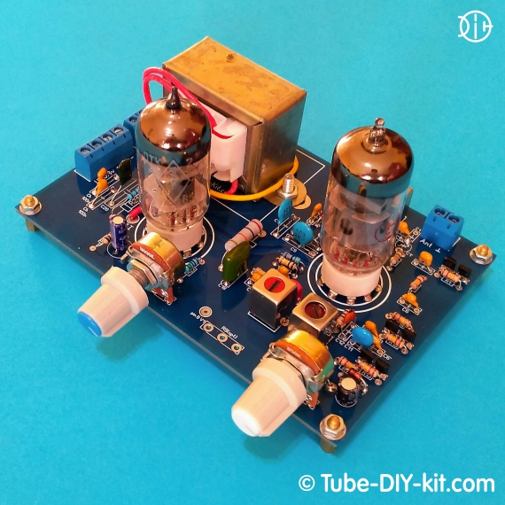 DIY kit two vacuum tubes medium wave AM tuned RF receiver 1-V-1 with electronic tuning