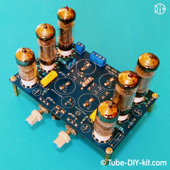 DIY kit SRPP stereo low frequency amplifier on affordable tubes