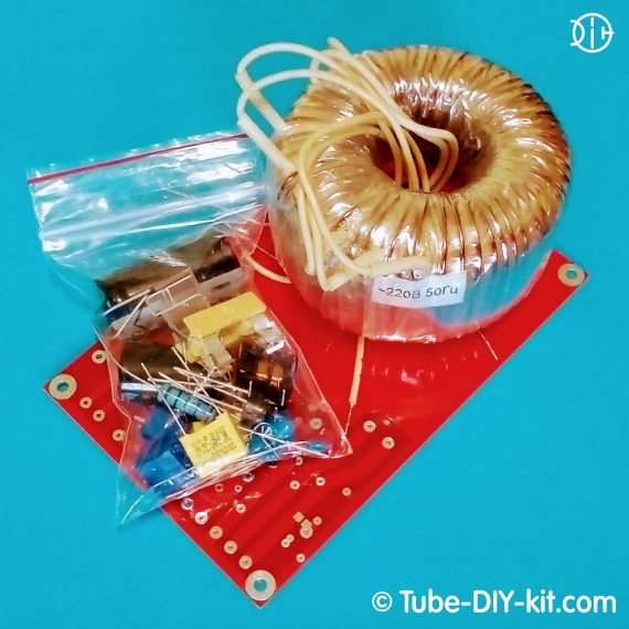 Set of parts of DIY kit power supply for vacuum tubes circuits with an EMI filter