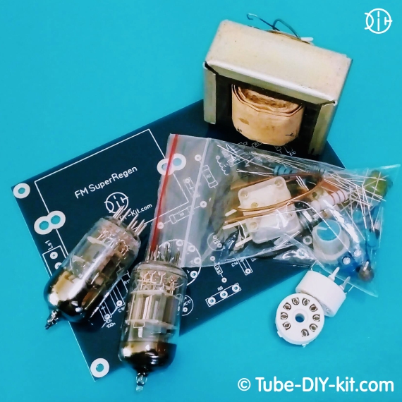 Set of parts of DIY kit two vacuum tubes FM radio receiver with a super-regenerative detector