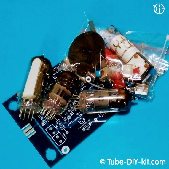 Set of parts of DIY kit radio-frequency unit AM superheterodyne receiver on 3 vacuum tubes